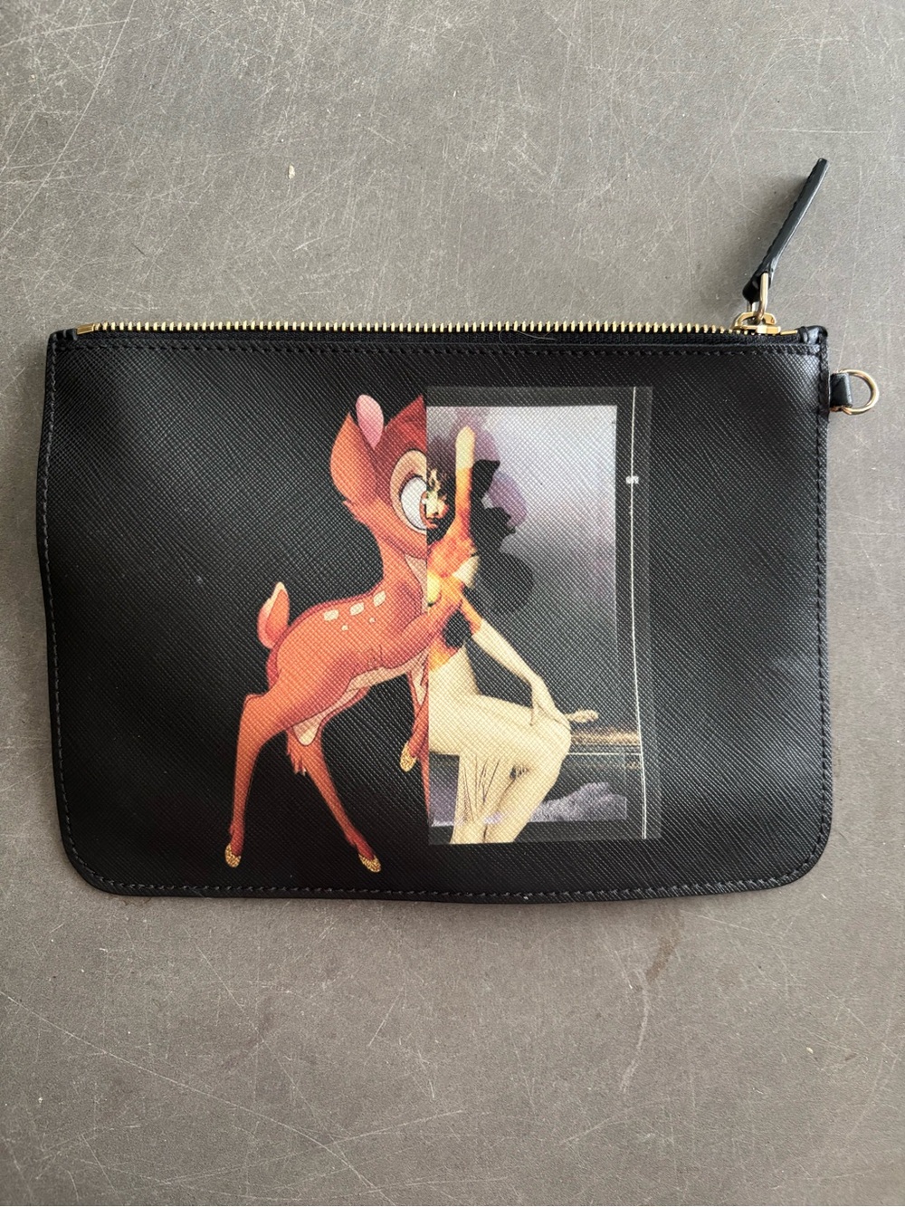 Givenchy x Disney Black Printed Wristlet Clutch with Bambi Art